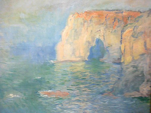 Étretat, la Manneporte, reflets sur l'eau, 1885, Claude Monet