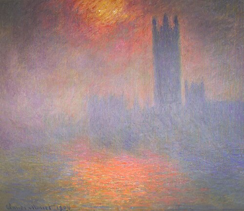 Londres, le Parlement. Trouée de soleil dans le brouillard, 1904, Claude Monet