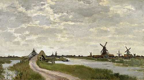 Windmills Near Zaandam, 1871, Claude Monet