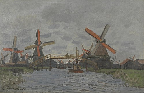 Windmills near Zaandam, 1871, Claude Monet