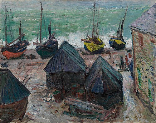 Boats on the Beach at Étretat, 1885, Claude Monet