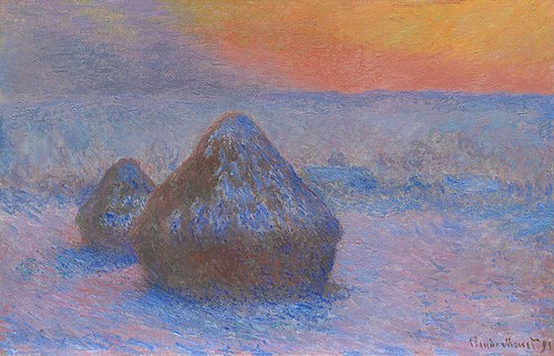 Stacks of Wheat (Sunset, Snow Effect), 1890, Claude Monet