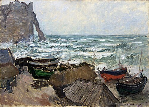 Falaises et barques à Étretat, 1884, Claude Monet