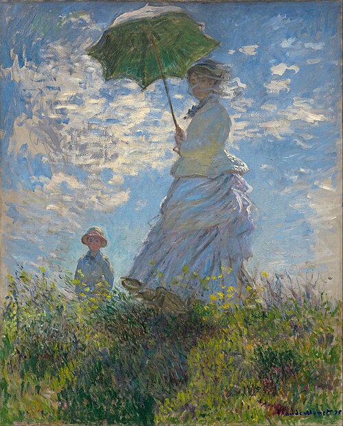 La Femme à l'ombrelle — Madame Monet et son fils, 1875, Claude Monet