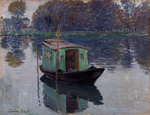 Le bateau-atelier, 1874, Claude Monet