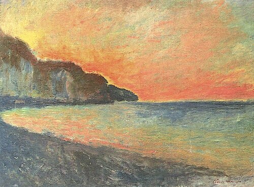 Falaise à Pourville, soleil couchant, 1896, Claude Monet