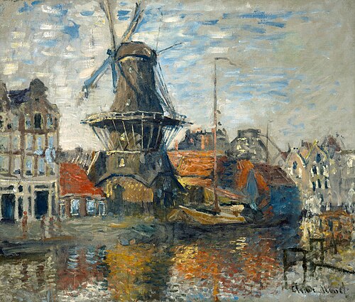 The Windmill on the Onbekende Gracht, Amsterdam, 1874, Claude Monet