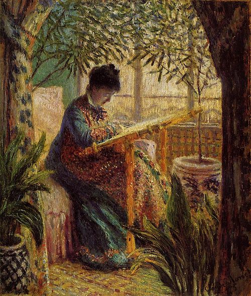 Madame Monet Embroidering (Camille au métier), 1875, Claude Monet
