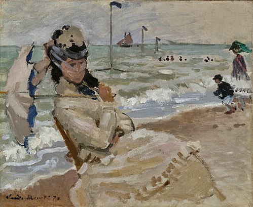 Camille sur la plage de Trouville, 1870, Claude Monet