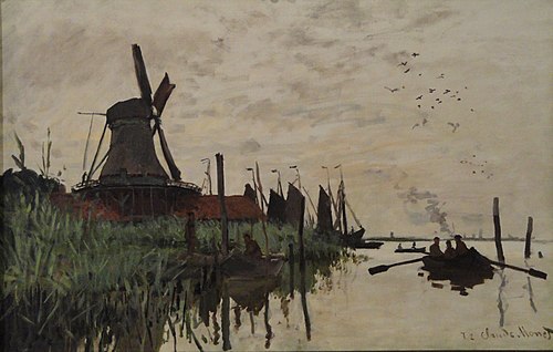 Windmill and Boats near Zaandam, 1871, Claude Monet