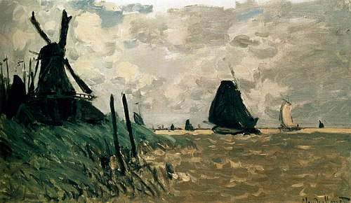 A windmill near Zaandam, 1871, Claude Monet
