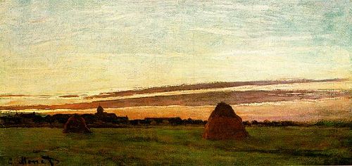 Meules près de Chailly, soleil levant, 1865, Claude Monet
