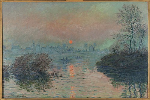 Soleil couchant sur la seine à Lavacourt, effet d'hiver, 1880, Claude Monet
