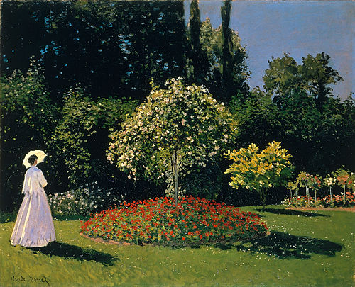 La Dame en blanc au jardin, 1867, Claude Monet