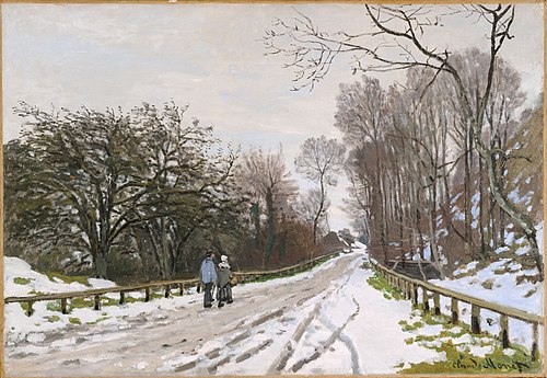 La Route de la ferme Saint-Siméon, effet de neige, 1866, Claude Monet