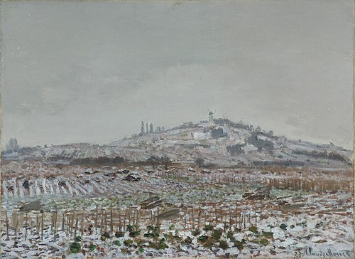Vineyards in the Snow, Looking Towards the Mill at Orgemont, 1873, Claude Monet