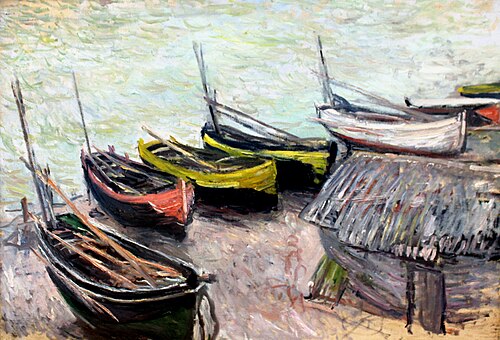 Bateaux sur la plage à Étretat, 1883, Claude Monet