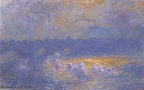 Le pont de Waterloo, effet de soleil avec fumées, 1900, Claude Monet