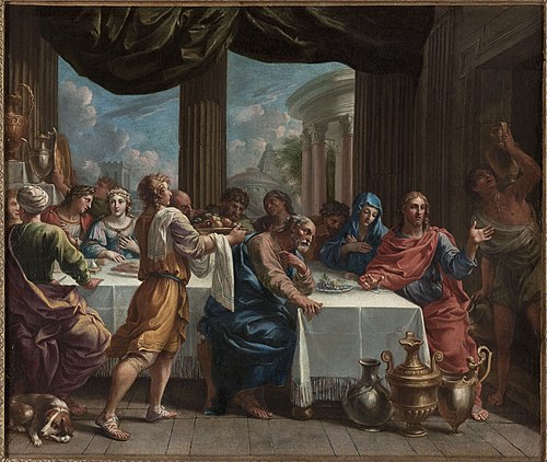 Les Noces de Cana. Esquisse pour le carton de la tapisserie tissée pour la tenture de la "Vie de la , 1652, Charles Poerson