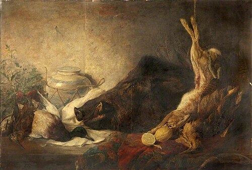 Still Life with a Boar's Head, 1869, Charles Poingdestre