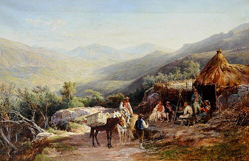 Encampment Scene with Mules and Muleteers in the Tyrol, 1881, Charles Poingdestre