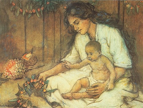 Hawaiian Mother and Child, 1920, Charles W. Bartlett
