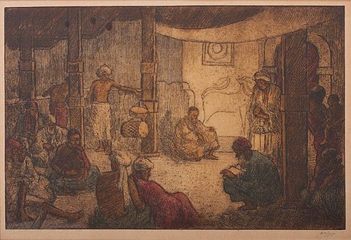 Reading Scripture, Ceylon, 1923, Charles W. Bartlett