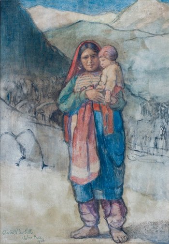 Afghani Mother & Child, Khyber Pass, 1920, Charles W. Bartlett