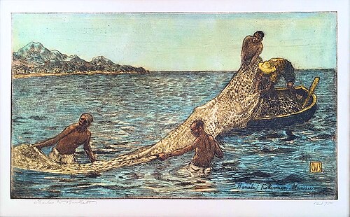Hanalei Fishermen, Hawaii, 1923, Charles W. Bartlett