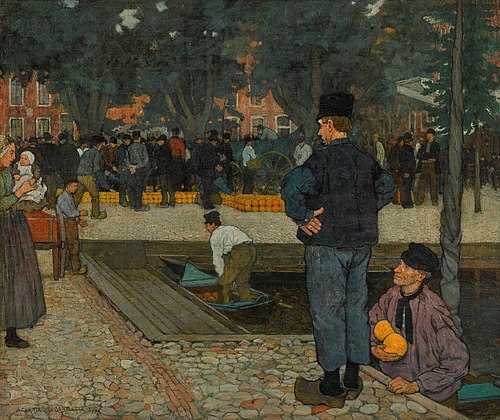A Dutch Cheese Market, 1899, Charles W. Bartlett