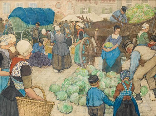 Cabbage market, 1900, Charles W. Bartlett