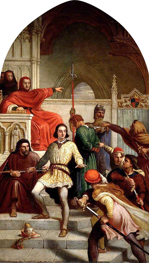 Judge Gascoigne Committing Prince Henry to Prison (original study for a fresco in House of Lords), 1844, Charles West Cope