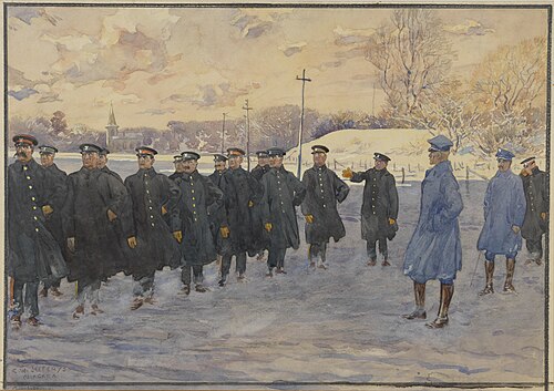 Polish Soldiers Forming Line, 1918, Charles William Jefferys