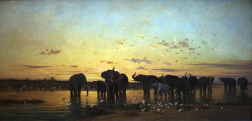 African elephants, 1867, Charles de Tournemine