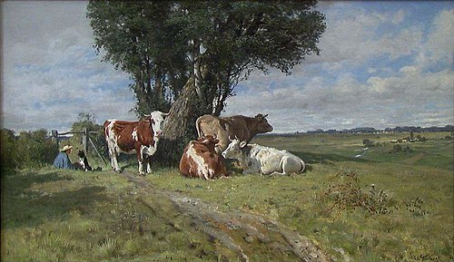 Fransk landskap med kyr, 1880, Christian Skredsvig