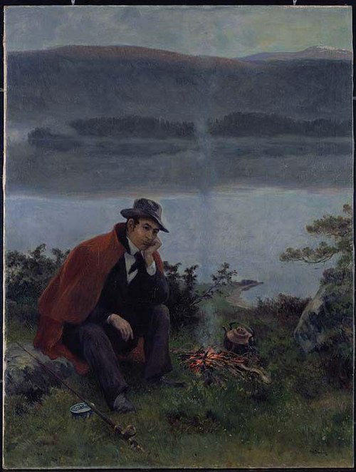 Jørgen Moe på fisketur, 1897, Christian Skredsvig
