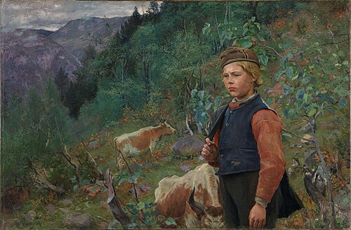 The Poet Vinje as Shepherd Boy, 1887, Christian Skredsvig