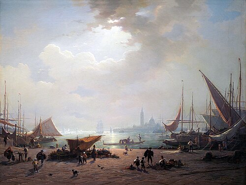 At the harbour of Venice, 1860, Ludwig Mecklenburg