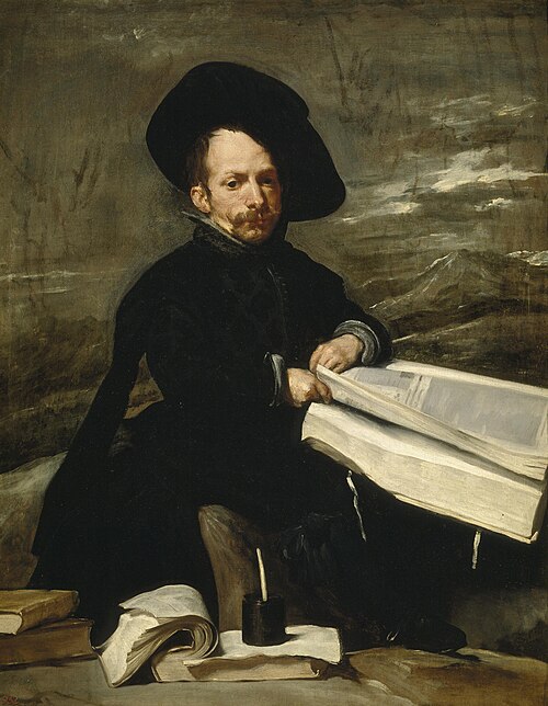 Buffoon with books, formerly known as portrait of "el Primo", 1640, Diego Velázquez