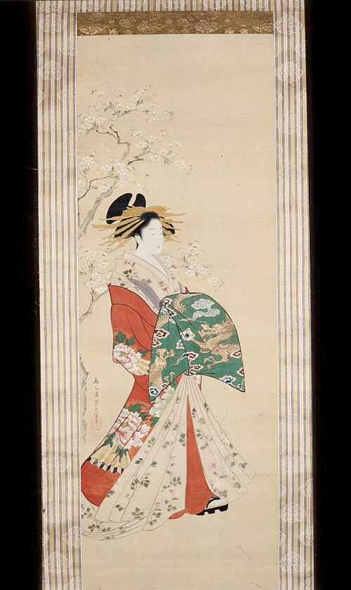 Prostitute Standing Beneath a Cherry Tree, 1796, Chōbunsai Eishi