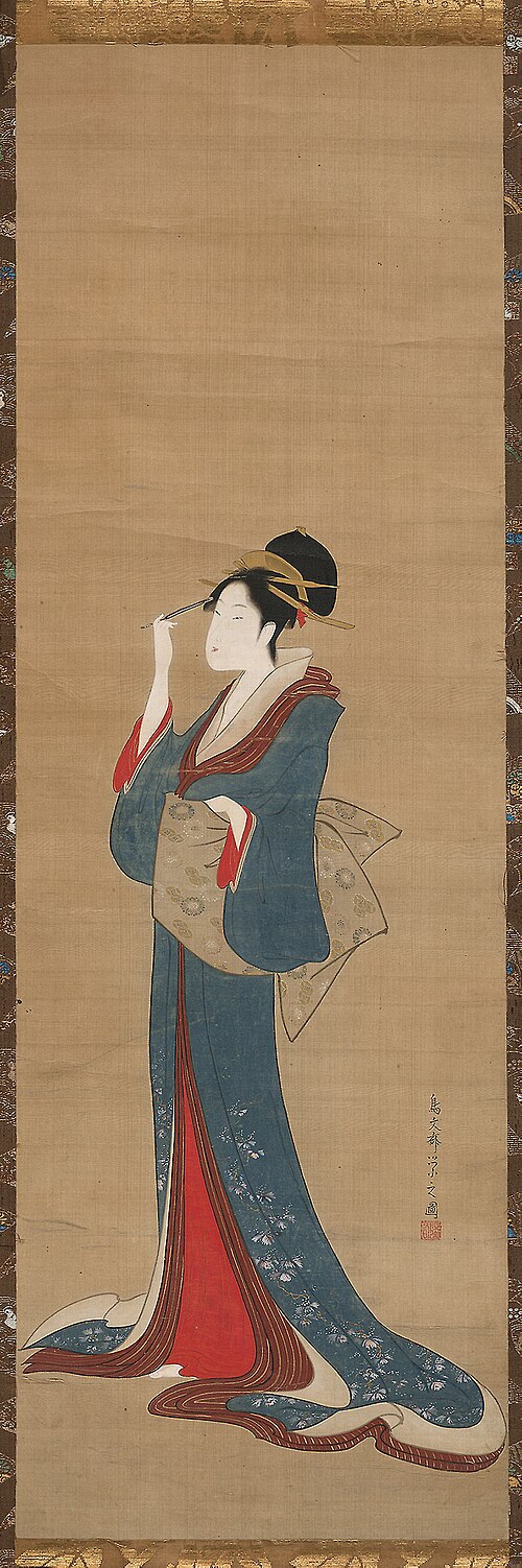 Beauty Replacing Her Hairpin, 1798, Chōbunsai Eishi