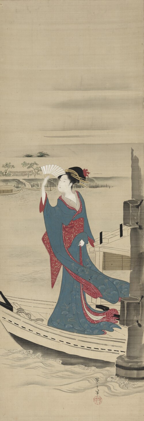 Beauty in a Boat on Sumida River, 1809, Chōbunsai Eishi