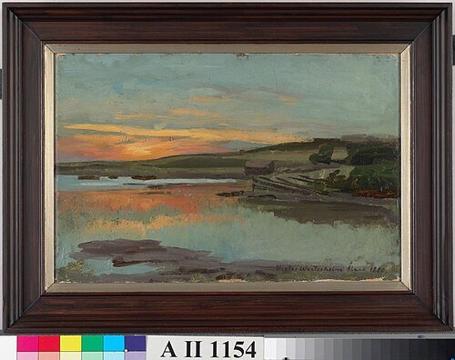 Solnedgång vid havsvik, 1880, Victor Westerholm