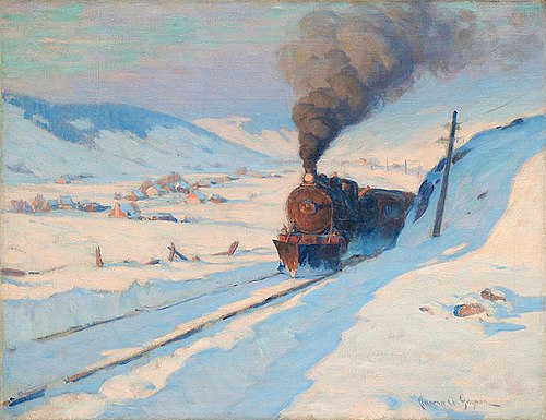Le train en hiver, 1913, Clarence Gagnon