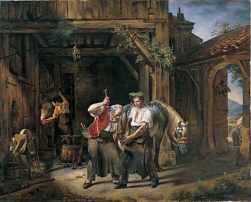 Un maréchal-ferrant près d'une forge, 1822, Claude Bonnefond