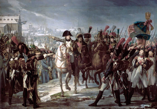 Napoléon harangue le 2ème corps de la Grande Armée sur le pont de Lech à Augsbourg le 12 octobre 180, 1808, Pierre-Claude Gautherot