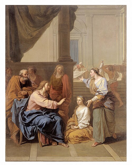 Le Christ chez Marthe et Marie Esquisse (ou réduction) pour le "may" de Notre-Dame de 1704, 1704, Claude Simpol