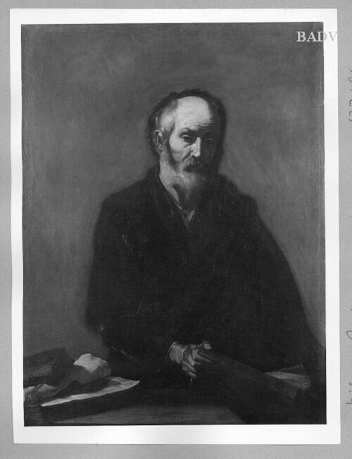Portrait of sitting old man, half - length ( plulocaphes), 1613, José de Ribera