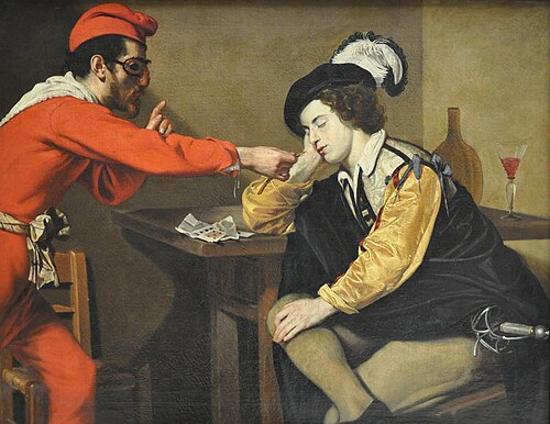 Un dormeur éveillé à l'aide d'un rat de cave, 1618, Nicolas Régnier