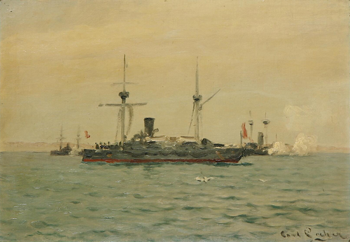 A Danish naval squadron at sea., 1905, Carl Locher
